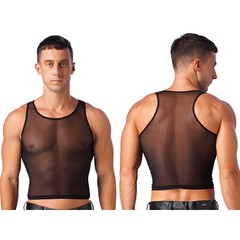 US Men Tank Tops Workout Crop Top See-Through T-shirt Muscle Blouse Mesh Vests