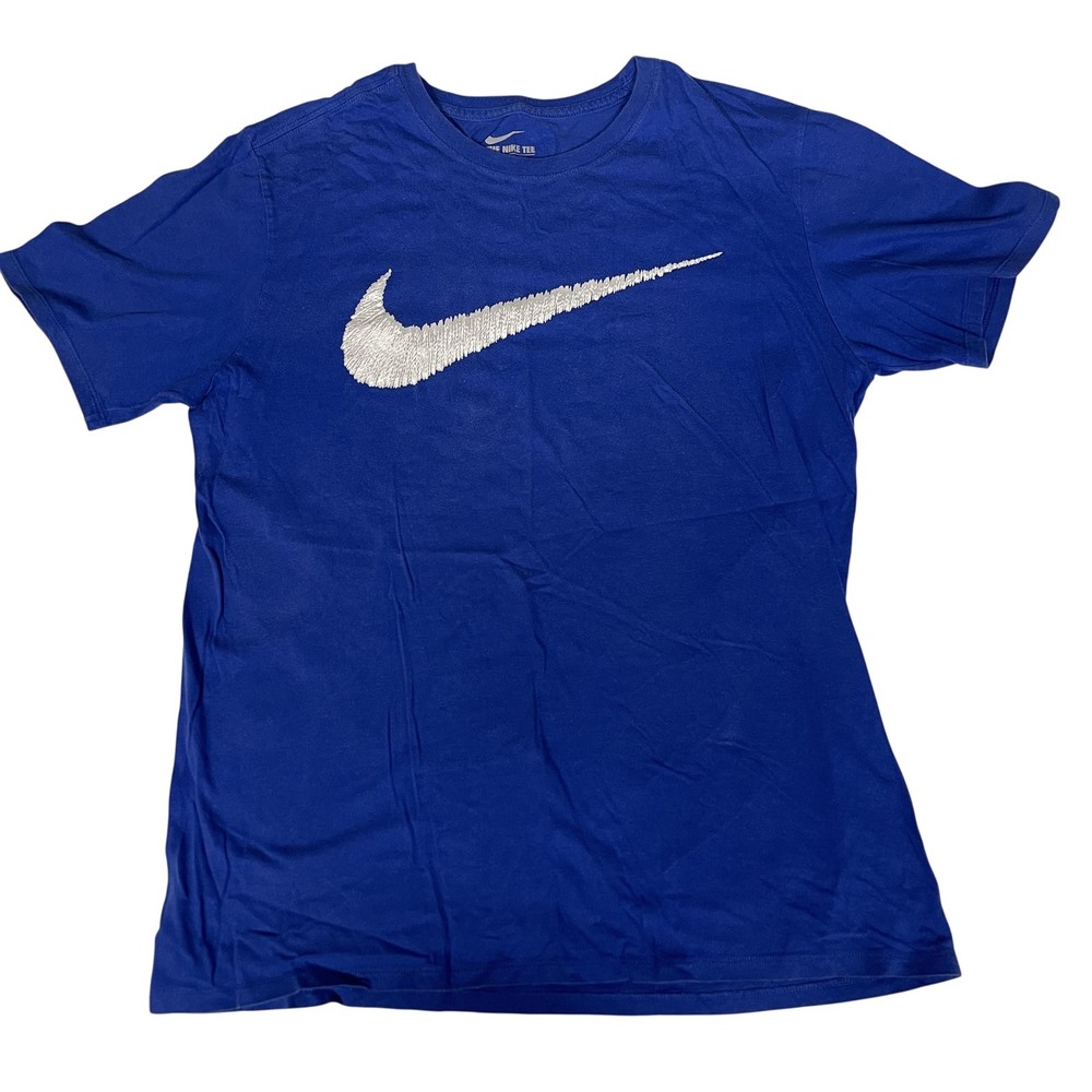 Nike Shirt Mens Large Blue The Nike Tee Swoosh Logo Athletic Cut Embroidered
