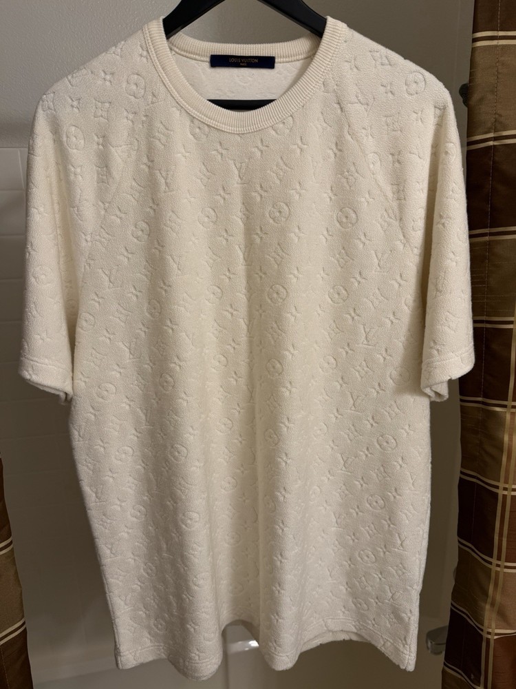 LOUIS VUITTON BLANK LAIT / WHITE MONOGRAM TOWELING T-SHIRT IN XXL (1A4PT6) *NEW*