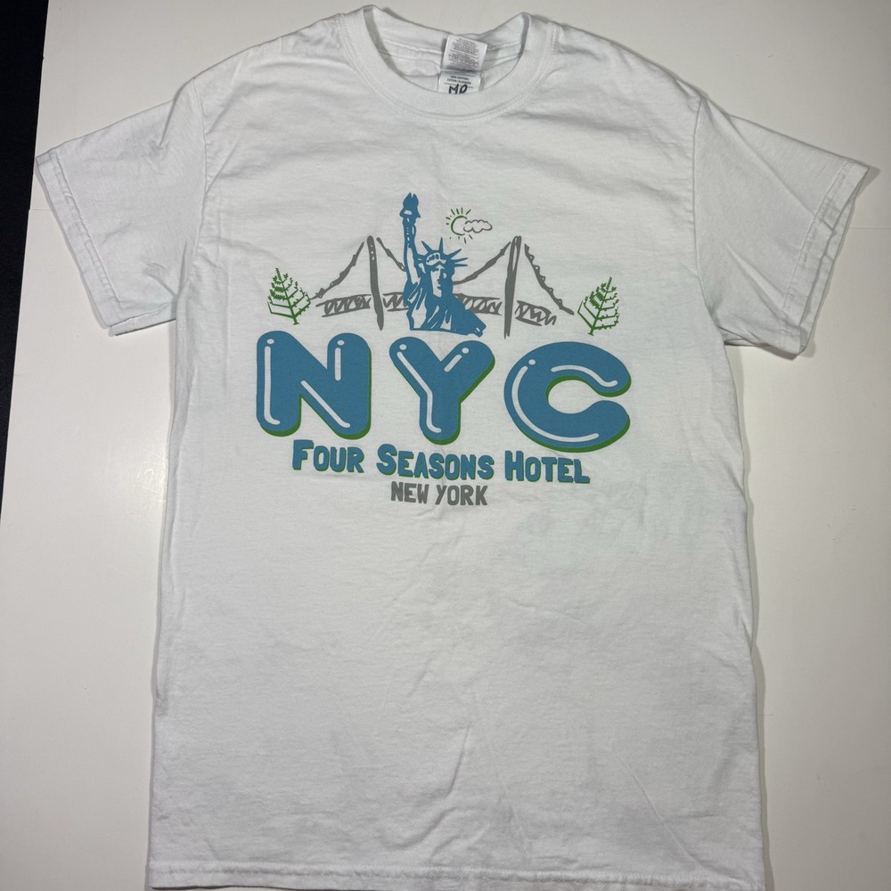 Adult Small New York City The Four Seasons Hotel T-Shirt NYC White Shirt
