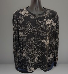BONOBOS Henley Shirt Men XL Long Sleeve Tropic Floral Resort Weekend Casual Gray