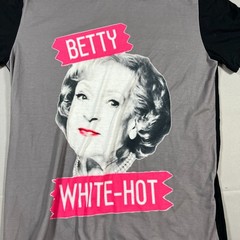 Betty White Hot Graphic T Shirt Mens XL Gray Black Cotton Stretch Straight Hem