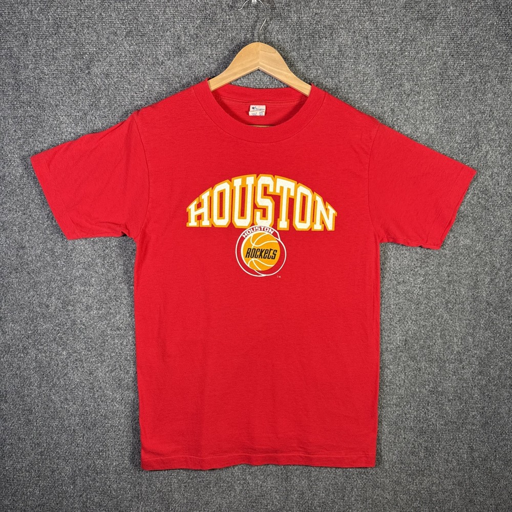 Vintage Houston Rockets Shirt Mens Large Red 80s Champion Basketball NBA Sports
