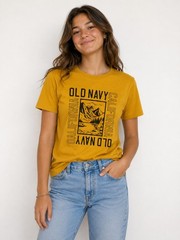 Old Navy Unisex Soft-Washed Yellow Graphic Logo Crew Neck T-Shirt 2XL Regular