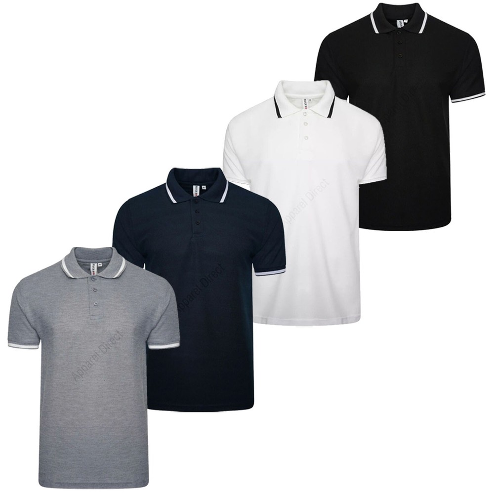 4 & 6 Pack Mens Polo Shirt Short Sleeve Tipping Plain Pique Top TShirt Tee