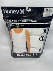 Hurley ~ Men’s 3-Pack Ribbed Tank Cotton Blend Tag Free White ~ M(38-40)