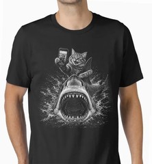 Cat Shark Selfie Shirt, Funny Ocean Meme Tee, Vintage Graphic Gift for Pet Lover