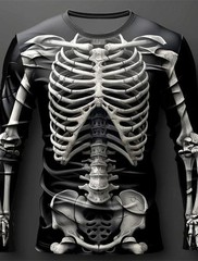 3D Printed Skull Print Men’s T-shirt Autumn Casual Long Sleeved Round Neck…