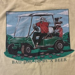 Comfort Colors Mens M Beige Pocket Graphic Bear Golf Cart T-Shirt Cotton