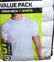 BUM 5x Value Pack Men’s T-shirts, Cotton, White, Size XL