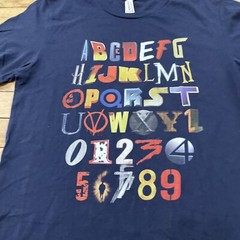 Bella Canvas ABC 123 Graphic T Shirt Men M Blue Alphabet Numeral Learning Print