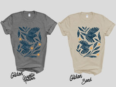 Retro Botanical Birds T-Shirt, Folk Art Bird Shirt, Vintage Nature Tee, Cottagec