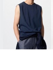 UNIQLO AIRism Cotton Sleeveless T-Shirt S-4XL Crew-Neck Tank Men 475363 NWT