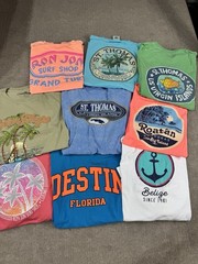 Lot Of 9 T-Shirts Vacation Destination Caribbean Colorful Soft Comfy Sizes Vary