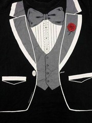 TUXEDO vintage t shirt Jacket Vest 1980 Costume 100% Cotton Made in USA Large