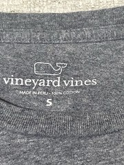 Vineyard Vines Gray Long Sleeve Pocket Tee Shirt Small Navy Pink Whale Graphic