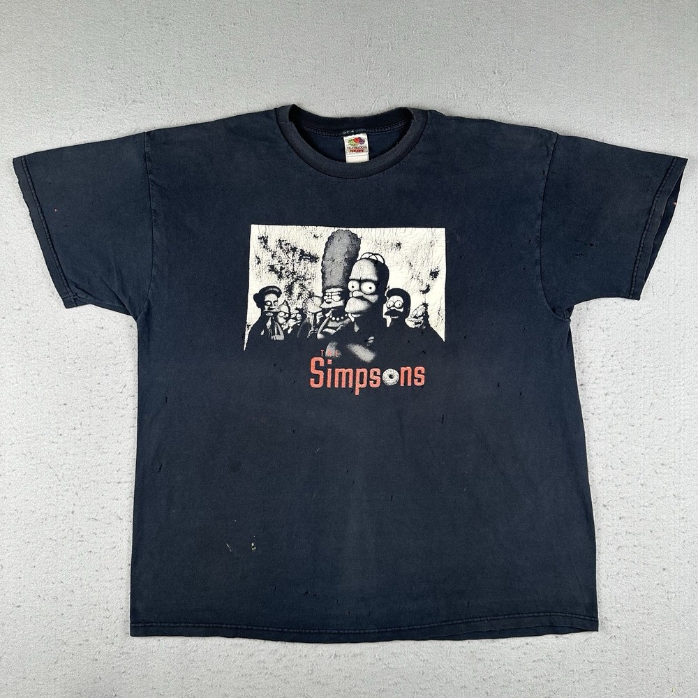 Vintage The Simpsons Sopranos Shirt Men’s 2XL Black TV Show Distressed