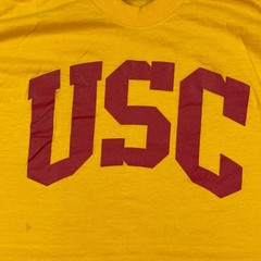 Vintage 80s USC Trojans Shirt Medium 19×27 Yellow Arc Spellout