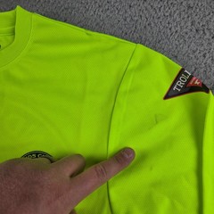 Troll Co Shirt Mens Small Long Sleeve Hi Vis Dirty Hands Clean Money Graphic