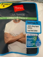 Hanes 7-Pack Mens Crew Neck Cotton T-Shirts Size: S White Traditional Fit Tee