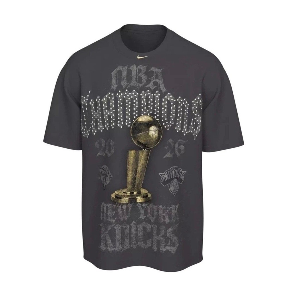 Nike NBA Champions New York Knicks 2026 Crystal Rhinestone T Loose Fit Black M