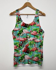 Flamingo All Over Print Vest Festival Summer Pink Pattern Swag Tank Top Men Man