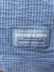 Scotch & Soda Mens XL Blue Waffle Knit Crew Neck Textured T-Shirt Amsterdam