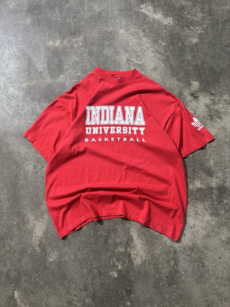 Indiana Hoosiers Basketball T-Shirt Adidas Single Stitch XL Made In Usa Red Vtg
