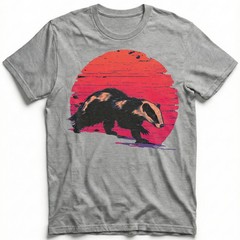Badger Sunset Retro Wildlife Animal Nature Vintage Grunge t-shirt Outdoor Tee