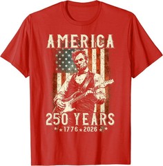 Vintage Abraham Lincoln Abe Lincoln Playing Guitar 250 Years T-Shirt
