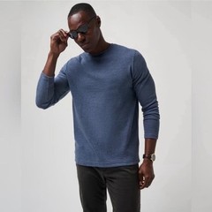 Travis Mathew CLOUD WAFFLE CREW Blue Long Sleeve Small NWT