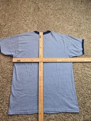 Vintage Collegiate Pacific Shirt Large Blue Ringer Short Sleeve West Hills 70s