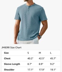 JMIERR Men’s Sz L Henley Shirts Waffle Cotton T-Shirt Gym Workout Athletic Tee.