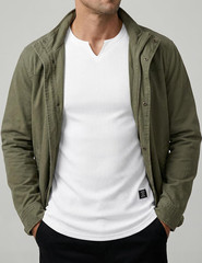 JMIERR Mens Muscle Slim T Shirts Texture V Neck Longline Henley Gym Workout Athl