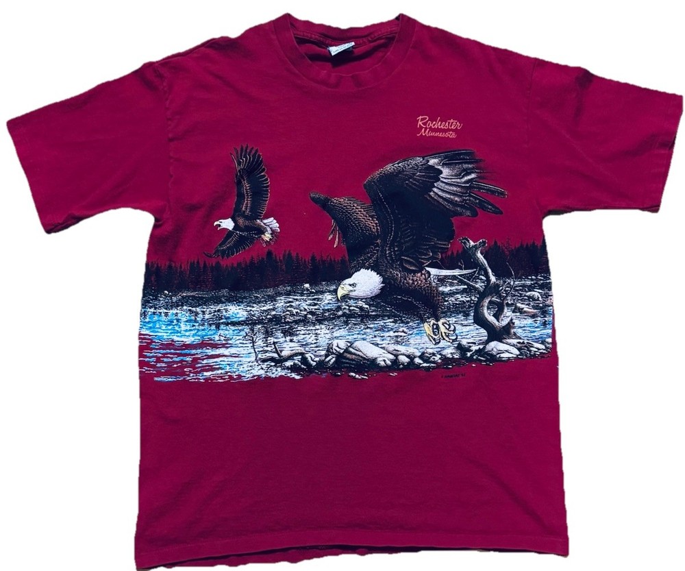 Vintage Cali Cru Habitat Eagle Graphic Tee Sz. L 1992 Single Stitch Double Side