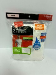 Hanes Tagless T-Shirts 2 White Size M ComfortSoft Crew Neck Undershirts Mens