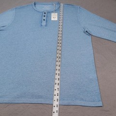 New Lucky Brand Henley Shirt Mens XL Blue Venice Burnout Long Sleeve Jersey Knit