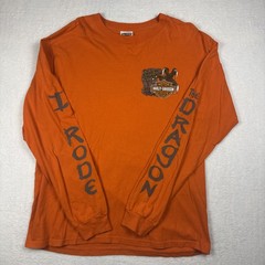 Harley Davidson I RODE THE DRAGON L Smoky Mtn Long Sleeve Y2K Orange Rare US129