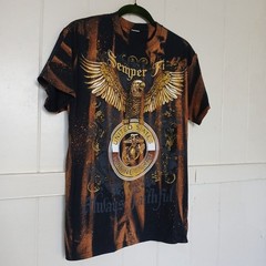 Semper Fi T-Shirt Always Faithful Veteran USA Marine Men’s Small Bleach Dyed SS