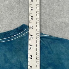 Graphic WHITE OWL & Forest Motif T Shirt Men Medium Teal Organic Cotton Tie-Dye