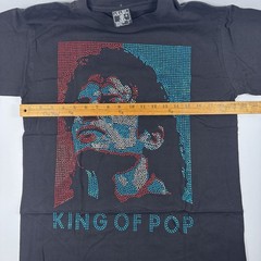 King Of Pop Rhinestone Portrait Graphic T Shirt Mens Black Bling Tee