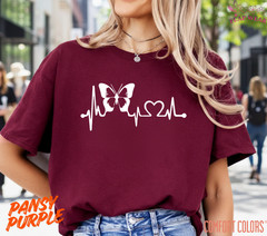 Unisex Butterfly Heartbeat Lifeline T shirt Men T shirt Women valanity Romantic