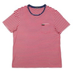 Polo Ralph Lauren T-Shirt Mens XL Red White Striped Pocket Short Sleeve Cotton