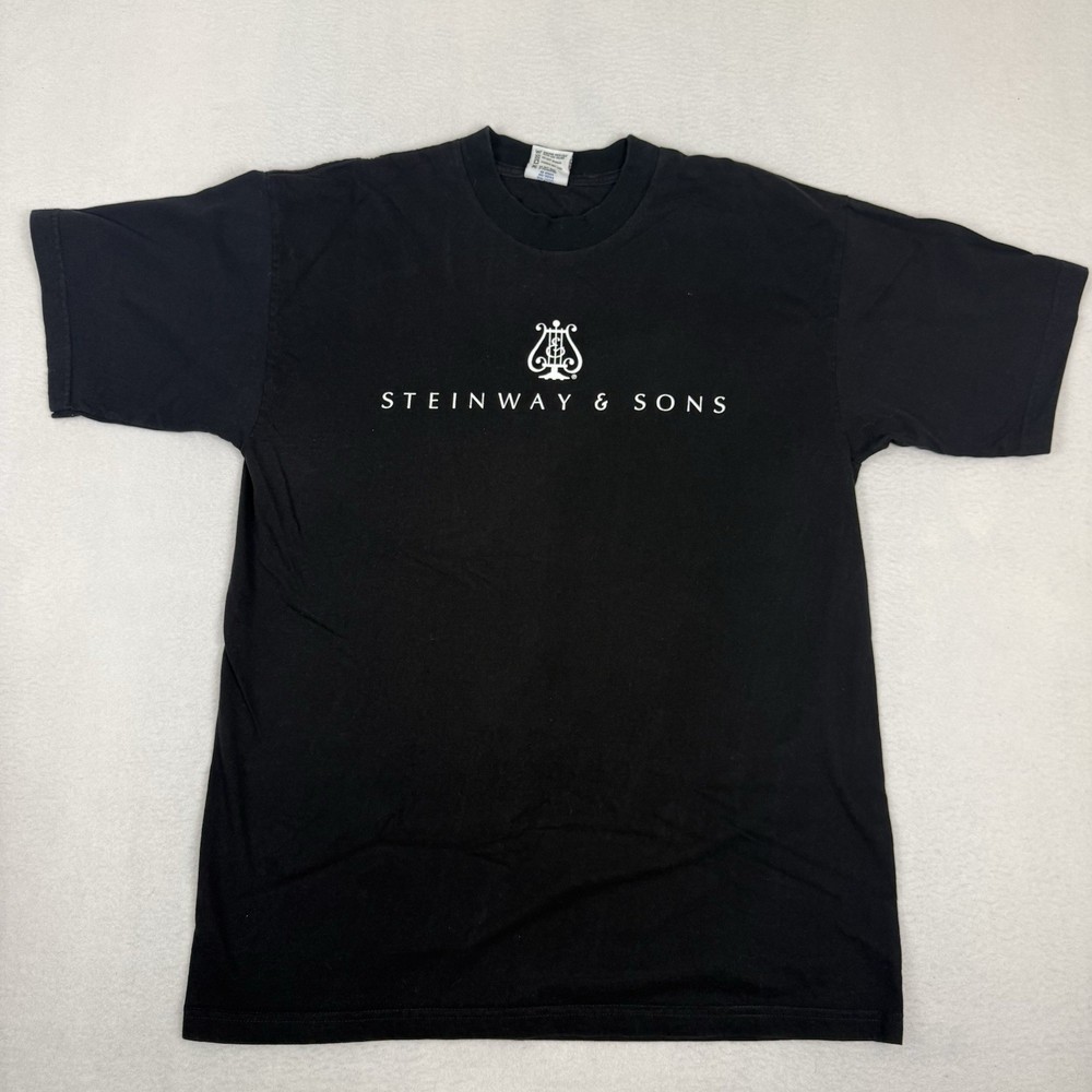 Vintage Steinway & Sons T-Shirt XL Black Bayside Heavyweight Piano Music USA