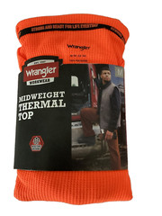 WRANGLER WORKWEAR Midweight Thermal Crew Neck Bright Orange Waffle Shirt Size M*