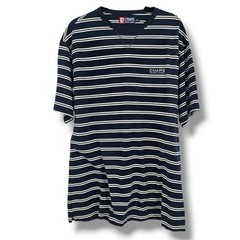 Chaps Ralph Lauren Men’s Striped T-Shirt Crew Neck Casual Top Navy Large Vintage
