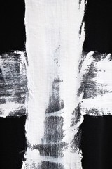 ByTheR ProjectR Mens Black White Cross Hand Painted Graphic T-Shirt Loose Fit