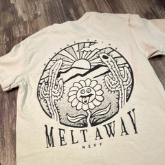 Neff Desert Trips Meltaway Graphic T-Shirt Beige Crew Neck Short Sleeve Size S