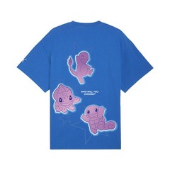 PUMA Pokemon X Hoops Tee Graphic Crew Neck Short Sleeve T-Shirt Mens Blue Casual