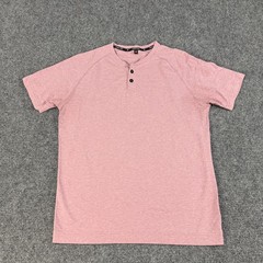Public Rec Shirt Mens Medium Light Red Heather Short Sleeve Henley Pima Cotton
